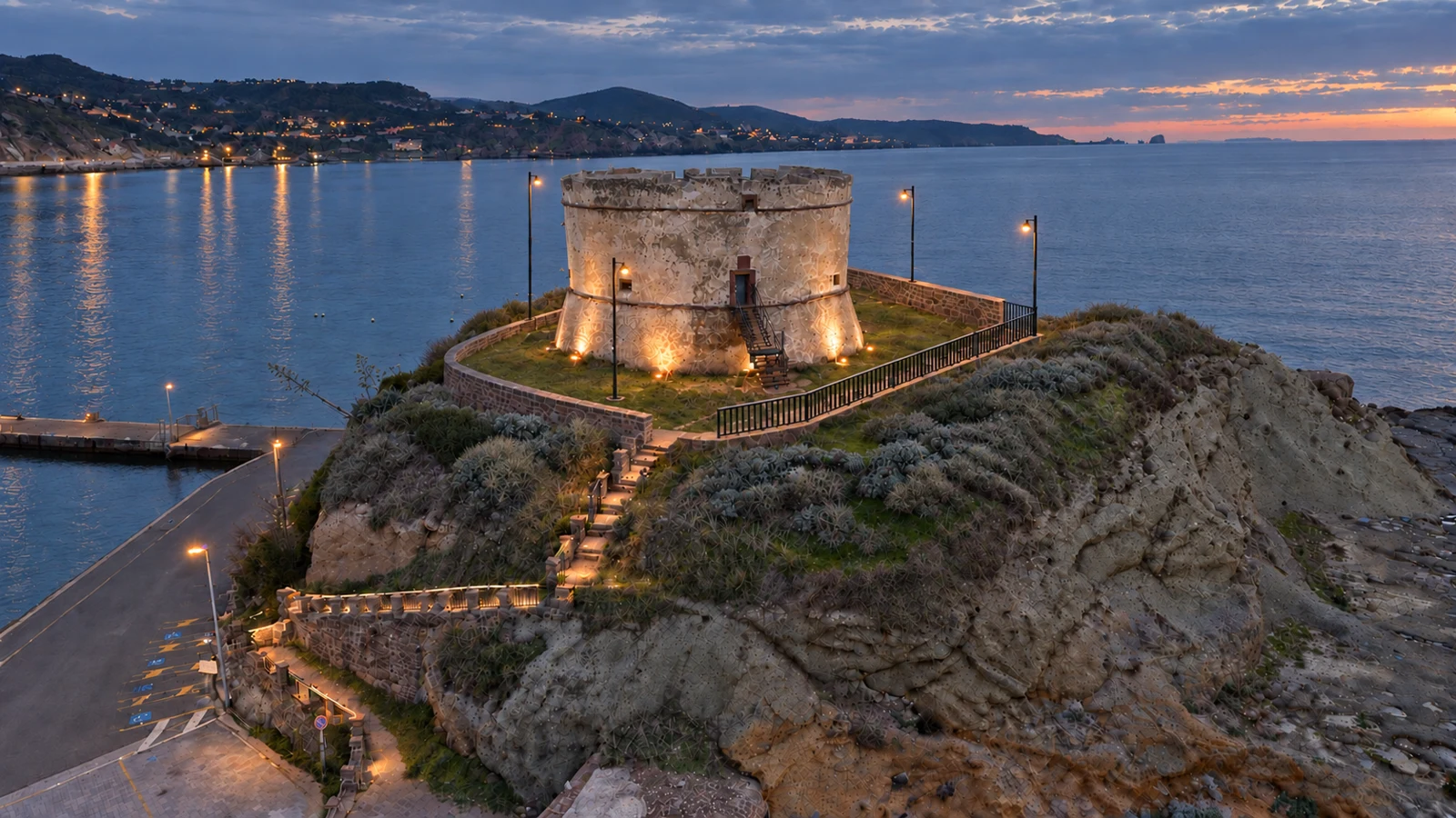 Torre Aragonese di Bosa, render serale del progetto